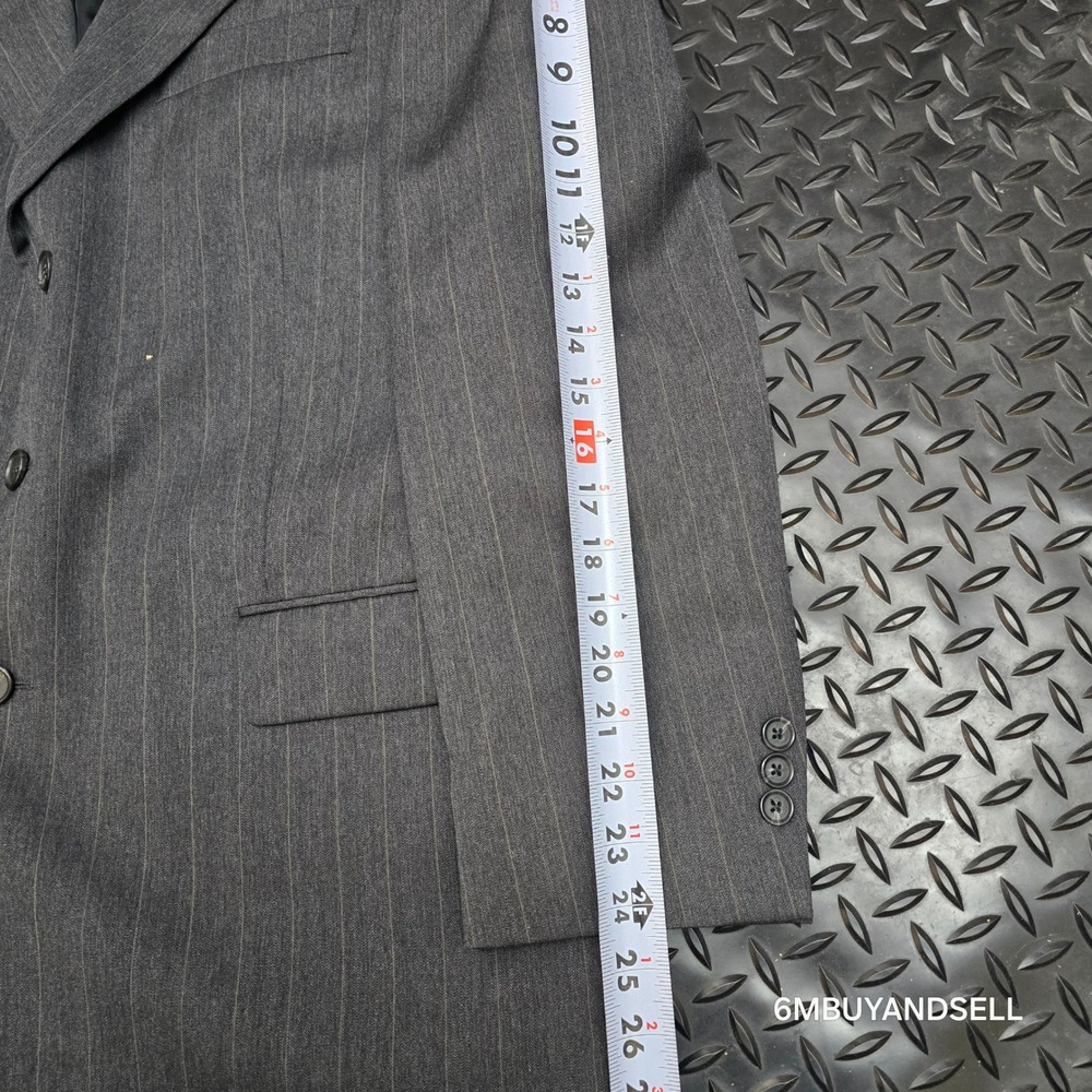 Paul Dione Mens Grey Pinstripe Pure Virgin Wool 3 Button Blazer Jacket Canada 44 - Picture 13 of 14
